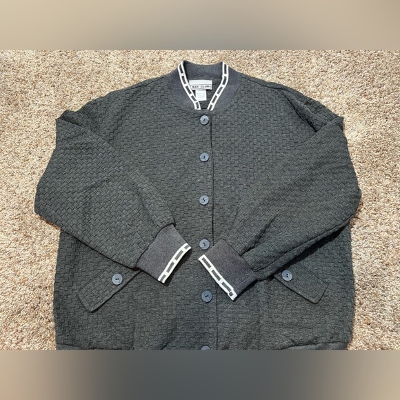 Vintage Bay Club Made USA Gray XL Button Cardigan Sweater Mr Rogers Pockets - Picture 9 of 12